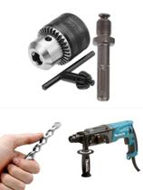 Mandril Para Furadeira + Adaptador Martelete Makita Bosh Sds