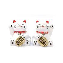 Maneki Nekô Casal Com Cristais - Gatos Da Sorte