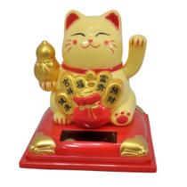 Maneki Neko Gato Da Sorte Creme 8 Cm Alt. Energia Solar - Dantas