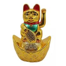 Maneki Neko Gato Da Sorte Dourado Barco 10 Cm Pilha Aaa - Jiaxi