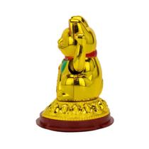 Manekineko Gato da Sorte Energia Solar Dourado Japonês 9,5cm