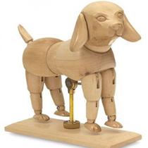 Manequim Animal Cachorro Articulado madeira 15cm Sinoart