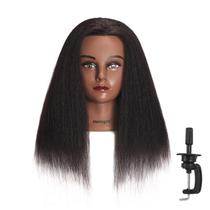 Manequim de Cabeça com Cabelo Natural 100% - 14" com Suporte de Braçadeira