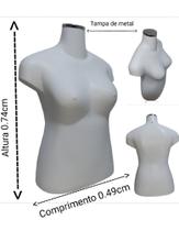 Manequim feminino adulto (Busto plus size GG)na cor branca com tampa de metal