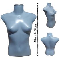 Manequim feminino adulto (busto Slim P.36) cinza com tampa prata