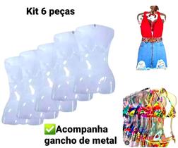 Manequim feminino adulto (cabide silhueta) transparente com gancho de metal kit com 6 unidades