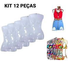 Manequim feminino adulto (cabide silhueta) transparente kit com 12 unidades