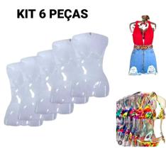 Manequim feminino adulto (cabide silhueta) transparente kit com 6 unidades - Ksouza manequins