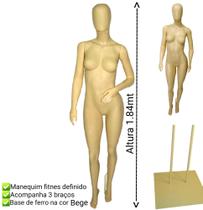 Manequim feminino adulto fitnes definido + base de ferro - Ksouza manequins