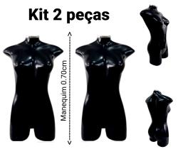 Manequim feminino adulto kit 2 peças (meio corpo modelo jô n.36) preto com tampa prata