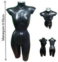 Manequim feminino adulto (meio corpo cinturinha N.36) na cor preto com tampa prata