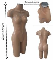 Manequim feminino adulto (meio corpo definido)bege + tampa de metal - Ksouza manequins