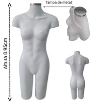 Manequim feminino adulto (meio corpo definido N.38) na cor branco + tampa prata