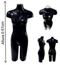 Manequim feminino adulto (meio corpo definido N.38) na cor preto + tampa prata