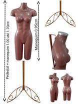 Manequim feminino adulto (meio corpo definido)Rose com tampa de metal + pedestal retro na cor Rose. - Ksouza manequins