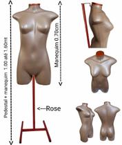 Manequim feminino adulto (Meio corpo jô N.36) Savana com tampa Rose + pedestal H na cor Rose. Manequim feminino adulto (Meio corpo jô N.36) Savana com tampa Rose + pedestal H na cor Rose.