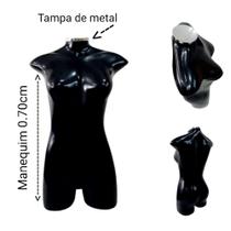Manequim feminino adulto (Meio corpo jó) na cor preto com tampo de metal - Ksouza manequins
