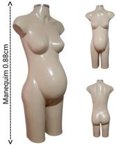 Manequim feminino adulto (meio corpo modelo gravida N.38) bege com tampa prata.