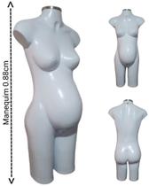 Manequim feminino adulto (meio corpo modelo gravida N.38) branca com tampa prata