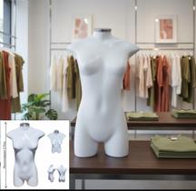 Manequim feminino adulto (Meio corpo modelo jó n.36) na cor branco com tampa prata)