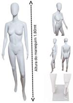 Manequim feminino adulto (Multi-fashion) branco + base de vidro temperado. - Ksouza Manequins