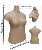 Manequim feminino adulto Plus size (busto GG) na cor bege com tampa de metal - Ksouza manequins
