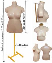Manequim feminino (Busto Plus size GG N.46) bege com tampa Golden + pedestal H Golden.