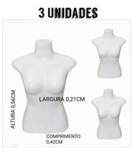 Manequim feminino (busto slim p.36) kit 3 unidades na cor branco