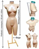 Manequim feminino (Meio corpo cinturinha N.36 ) bege com tampa prata + pedestal H na cor bege. Manequim feminino (Meio corpo cinturinha N.36 ) bege com tampa prata + pedestal H na cor bege.