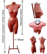 Manequim feminino (Meio corpo cinturinha N.36) Rose com tampa prata + pedestal H na cor Rose Manequim feminino (Meio corpo cinturinha N.36) Rose com tampa prata + pedestal H na cor Rose