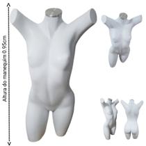 Manequim feminino (Meio corpo Cláudia Raia perna extendida N.38) branco com tampa prata.