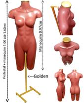Manequim feminino (Meio corpo definido N.38) Rose com tampa Golden + pedestal H Golden