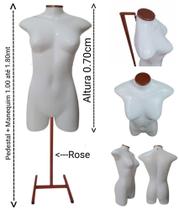 Manequim feminino (meio corpo jo N.36) branco com tampa + pedestal H na cor Rose