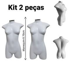 Manequim feminino (meio corpo jo N.36 kit 2 peças) na cor branco + tampa prata
