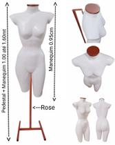 Manequim feminino (Meio corpo Modelo cinturinha N.36) branco com tampa Rose + pedestal H Rose. Manequim feminino (Meio corpo Modelo cinturinha N.36) branco com tampa Rose + pedestal H Rose.