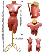 Manequim feminino (Meio corpo modelo cinturinha n.36) Rose com tampa Golden + pedestal retro Golden Manequim feminino (Meio corpo modelo cinturinha n.36) Rose com tampa Golden + pedestal retro Golden