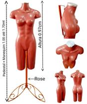 Manequim feminino (Meio corpo modelo definido N.38) Rose com tampa prata + pedestal retro Rose