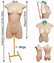 Manequim feminino (Meio corpo modelo jô n.36) bege com tampa prata + pedestal H bege