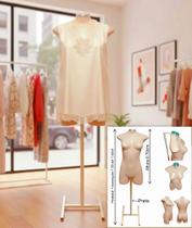 Manequim feminino (Meio corpo modelo jó n.36) bege com tampa prata + pedestal H prata