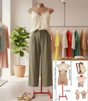 Manequim feminino (Meio corpo modelo jó n.36) bege com tampa Rose + pedestal H Rose