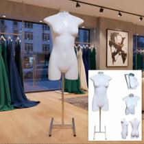 Manequim feminino (Meio corpo modelo jó N.36) branco com tampa prata + pedestal H prata Manequim feminino (Meio corpo modelo jó N.36) branco com tampa prata + pedestal H prata