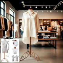 Manequim feminino (Meio corpo modelo jô N.36) branco com tampa Rose + pedestal H Rose.
