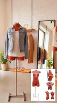 Manequim feminino (Meio corpo modelo jó n.36) Rose com tampa prata + pedestal H prata