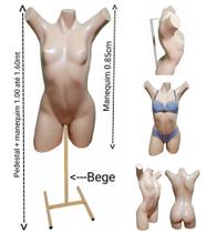 Manequim feminino (Meio corpo Pose Cláudia Raia N.38) bege + pedestal H na cor bege