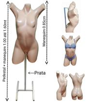 Manequim feminino (Meio corpo Pose Cláudia Raia N.38) bege + pedestal H na cor prata. Manequim feminino (Meio corpo Pose Cláudia Raia N.38) bege + pedestal H na cor prata.