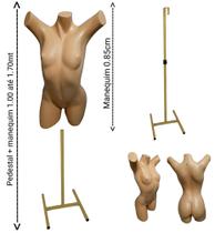 Manequim feminino meio corpo (Pose Cláudia Raia veste N.36) bege + pedestal H bege