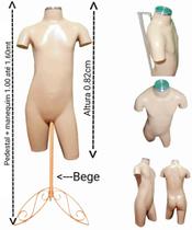 Manequim infantil juvenil (Meio corpo unissex n.14) bege com tampa prata + pedestal retro bege Manequim infantil juvenil (Meio corpo unissex n.14) bege com tampa prata + pedestal retro bege