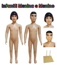 Manequim infantil (Menino e Menina veste 3 a 6 anos) bege + base de ferro na cor bege.