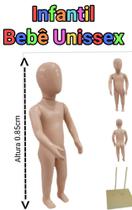 Manequim infantil unissex (Bebê veste 1 a 2 anos) bege + base de ferro bege. Manequim infantil unissex (Bebê veste 1 a 2 anos) bege + base de ferro bege.