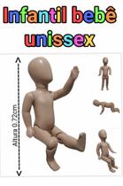 Manequim infantil unissex (Bebê veste 6 meses a 1 ano) articulado na cor bege.